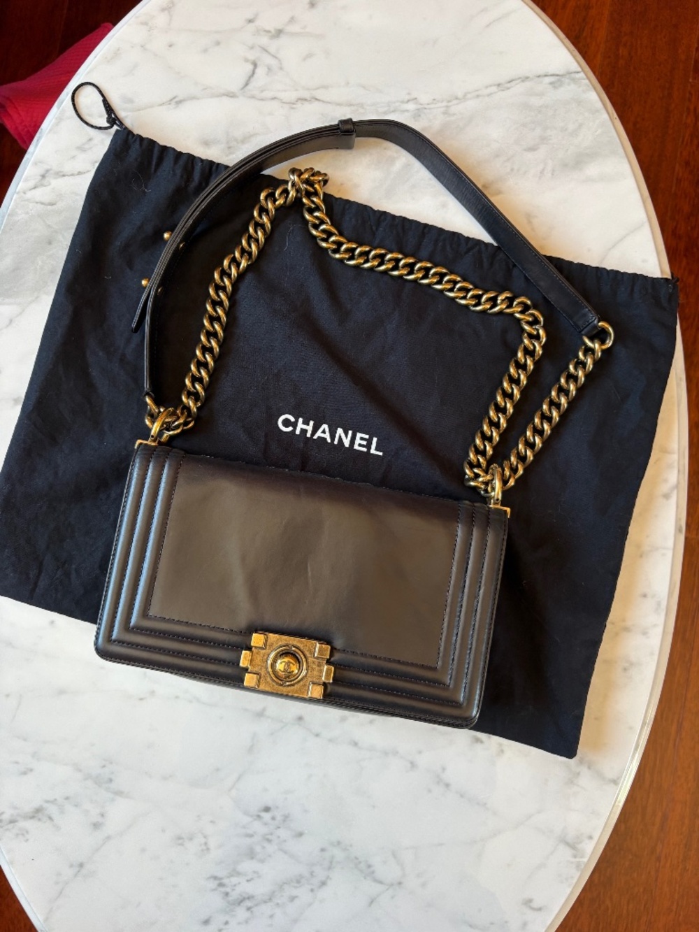 Black Chanel Boy Leather Shoulder Bag / Crossbody